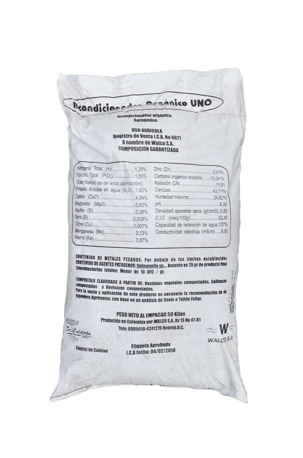 Fertilizante y Acondicionador Orgánico UNO - Saco 50Kg