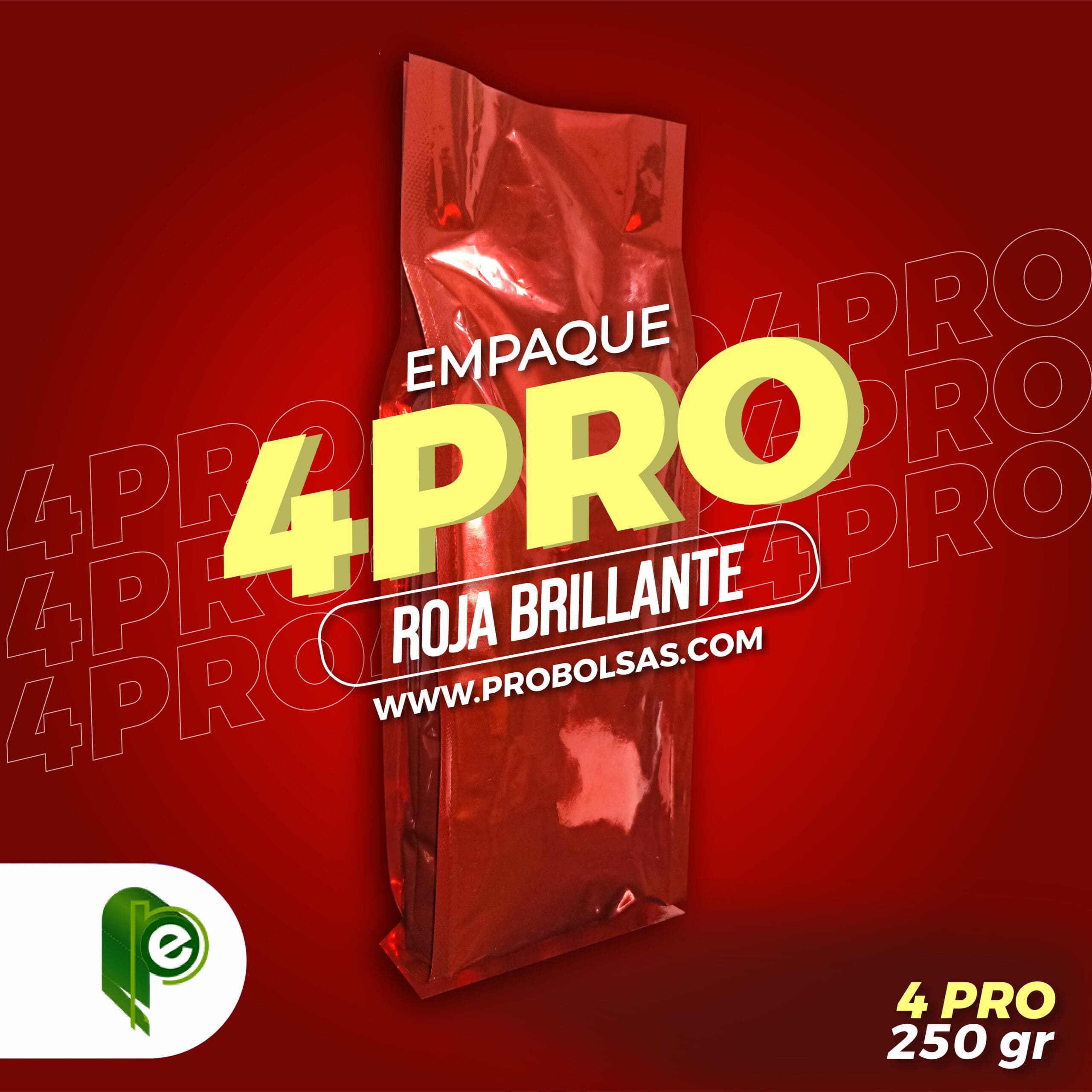 Bolsas 4PRO Rojo Brillante 250gr - Paquete x 500 Unds.