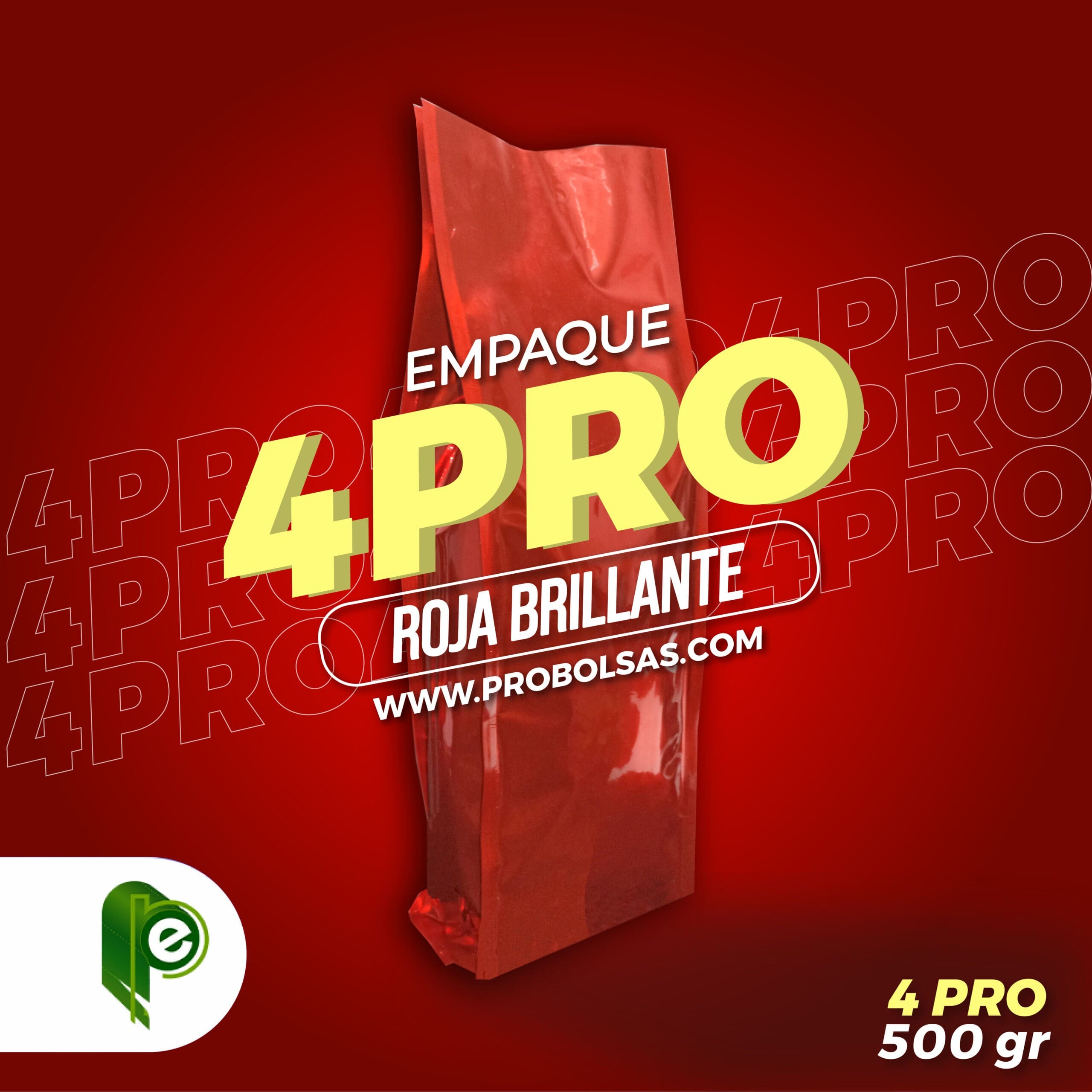 Bolsas 4PRO Rojo Brillante 500gr - Paquete x 500 Unds.
