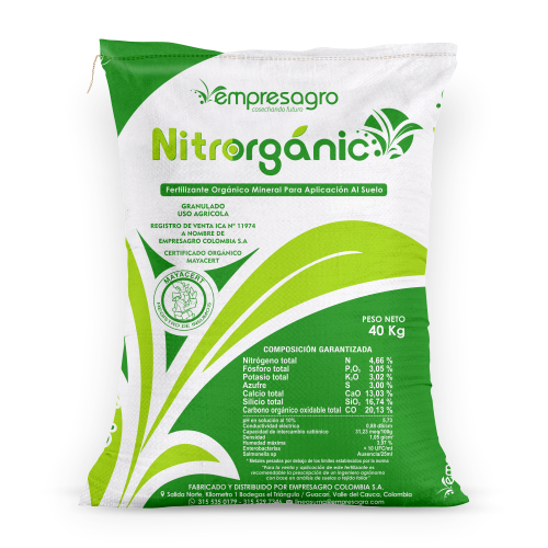 Fertilizante Orgánico Nitrorganic Granulado con Aporte de Nitrógeno Orgánico 40Kg